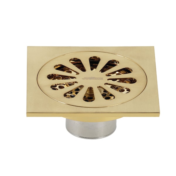 BSF4161BB Watercourse Sunburst 4" Square Grid Shower Drain, Brass